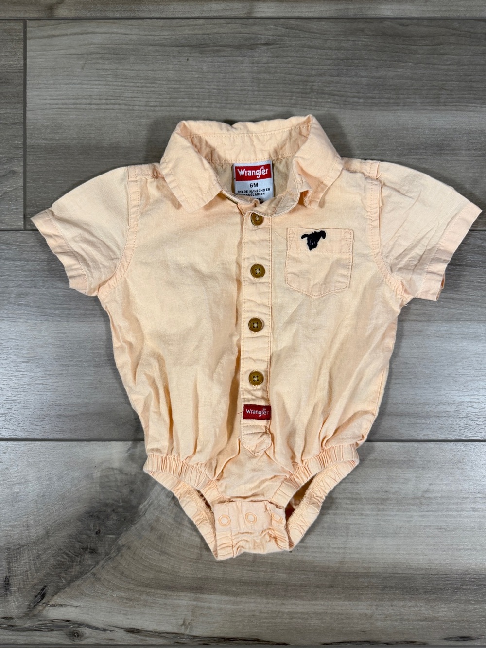 Baby Wrangler Onesie, Peach 6M